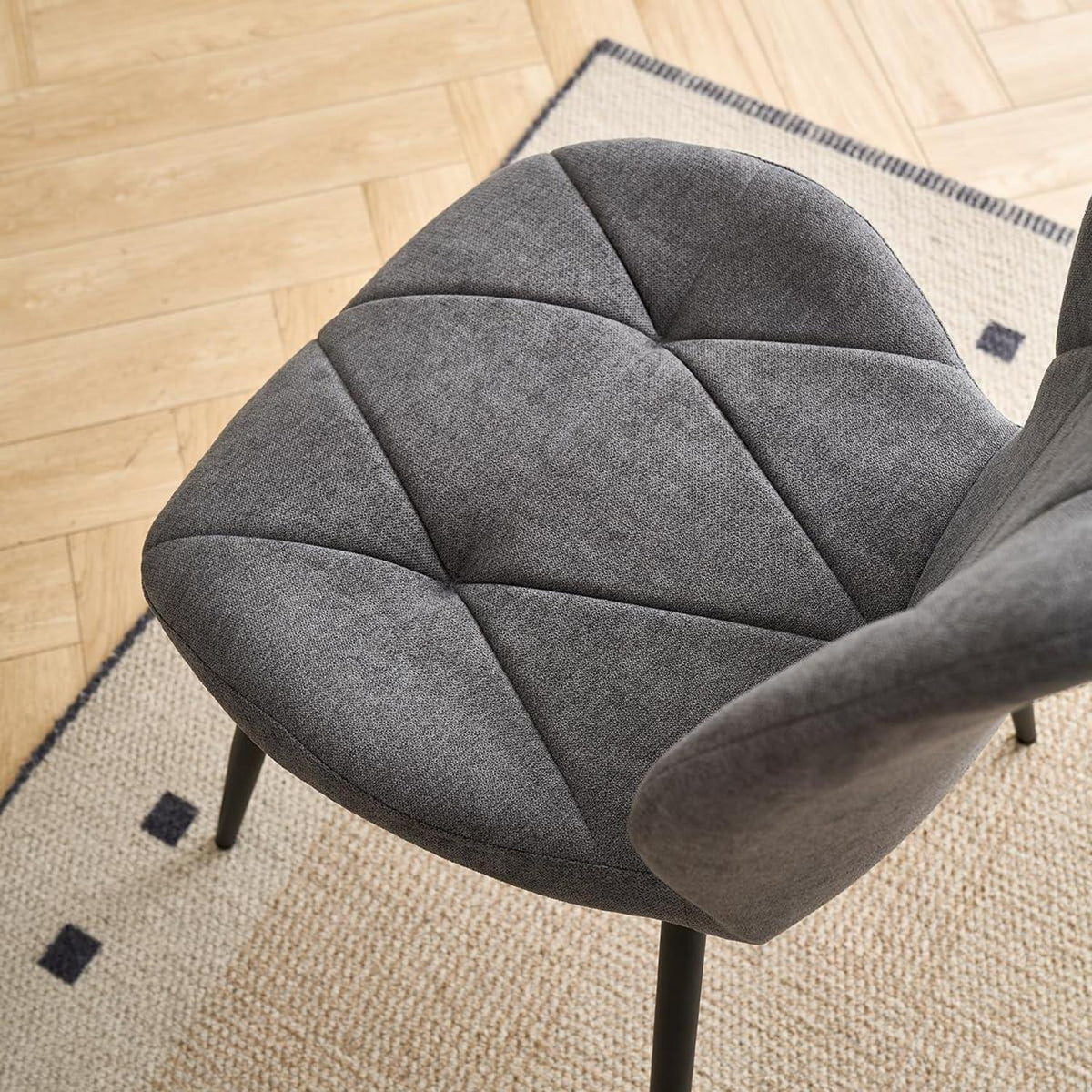 Runder Esstisch Set mit 4 Polsterstühlen im Nordic Stil