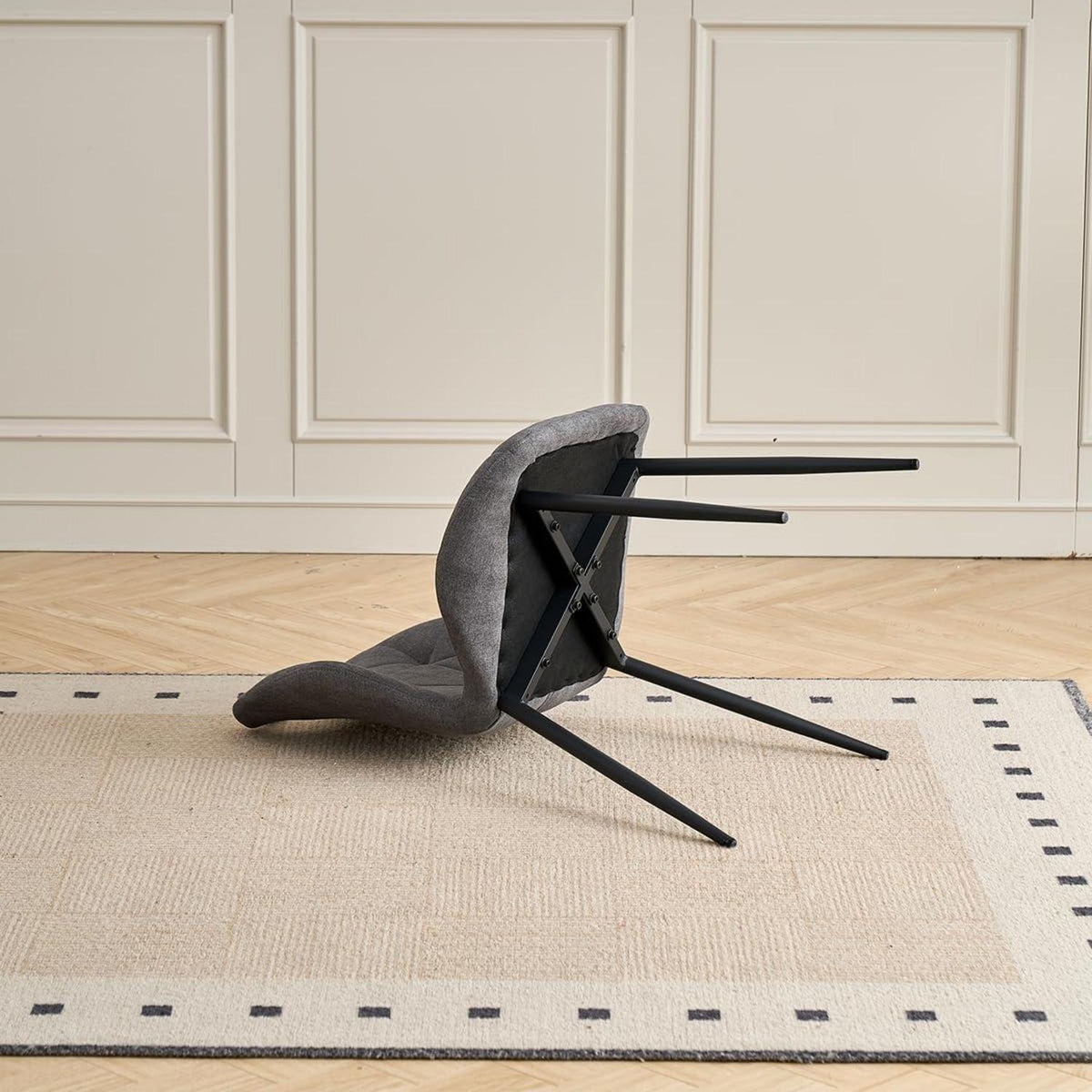 Runder Esstisch Set mit 4 Polsterstühlen im Nordic Stil