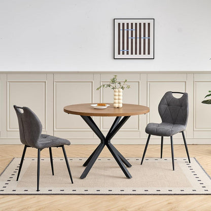 Runder Esstisch Set mit 4 Polsterstühlen im Nordic Stil