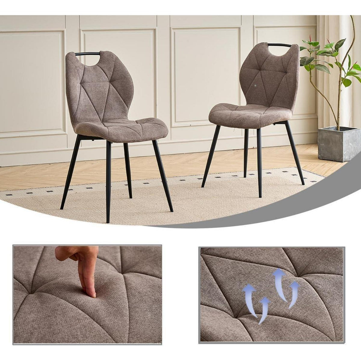 Runder Esstisch Set mit 4 Polsterstühlen im Nordic Stil