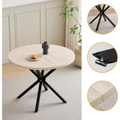 Runder Esstisch Set mit 4 Polsterstühlen im Nordic Stil