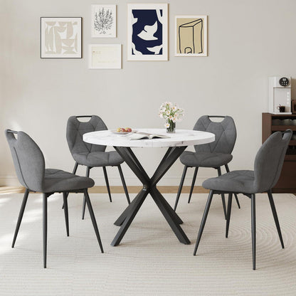 Runder Esstisch Set mit 4 Polsterstühlen im Nordic Stil