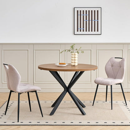 Runder Esstisch Set mit 4 Polsterstühlen im Nordic Stil