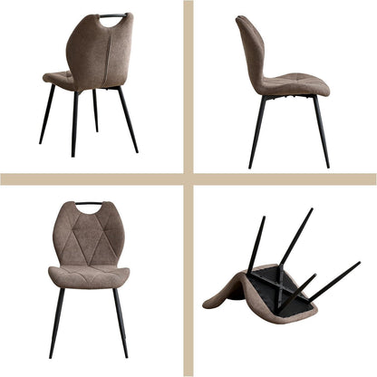 Runder Esstisch Set mit 4 Polsterstühlen im Nordic Stil