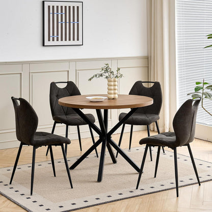 Runder Esstisch Set mit 4 Polsterstühlen im Nordic Stil