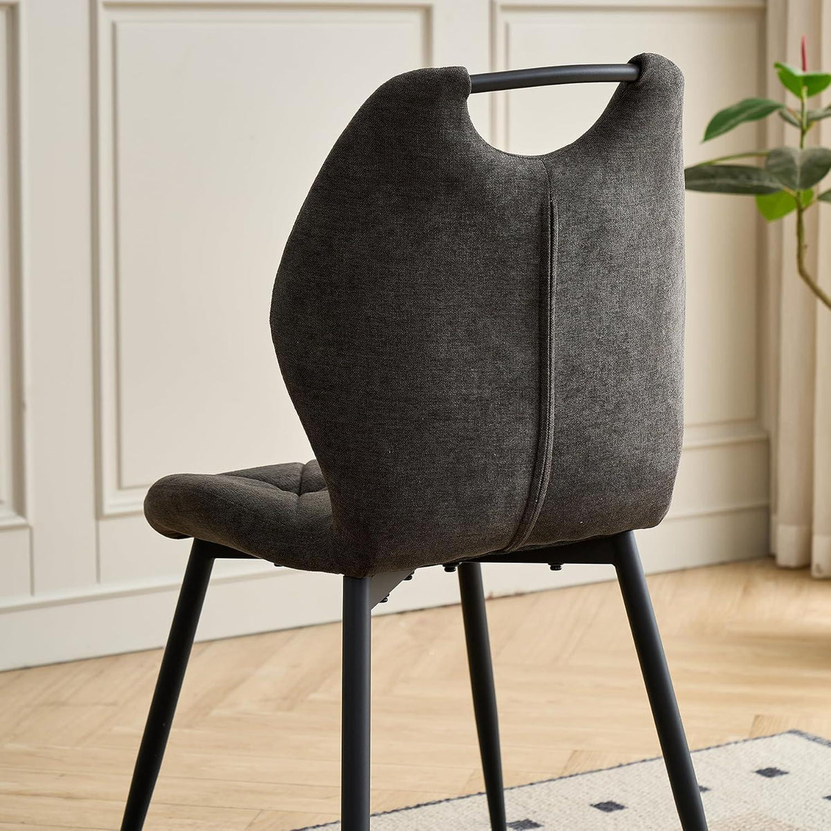Runder Esstisch Set mit 4 Polsterstühlen im Nordic Stil