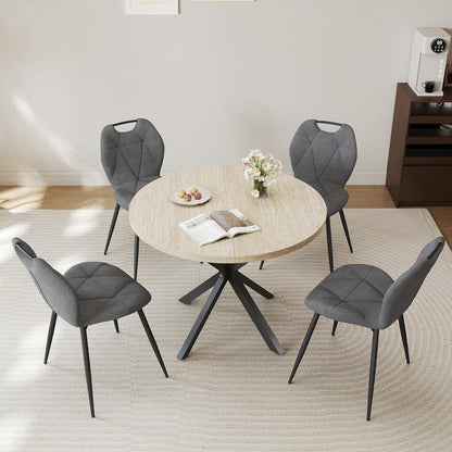 Runder Esstisch Set mit 4 Polsterstühlen im Nordic Stil