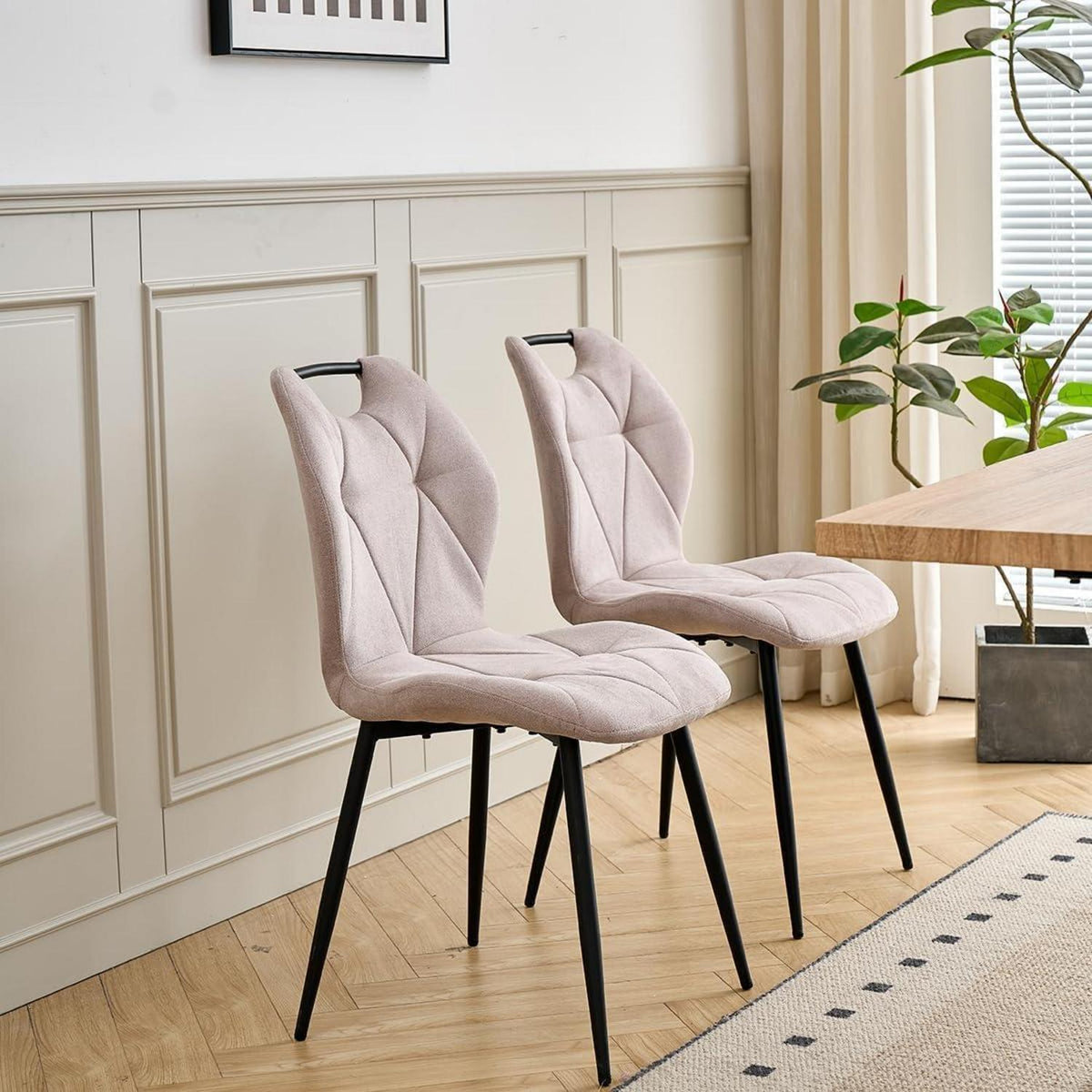 5-teiliges Esszimmer-Set: 140cm Tisch + 4 gepolsterte Stühle
