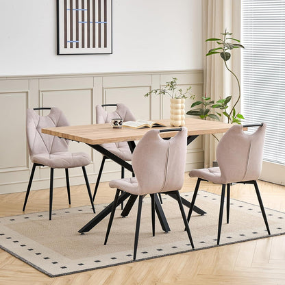 5-teiliges Esszimmer-Set: 140cm Tisch + 4 gepolsterte Stühle