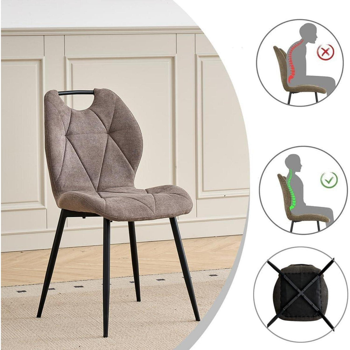 5-teiliges Esszimmer-Set: 140cm Tisch + 4 gepolsterte Stühle