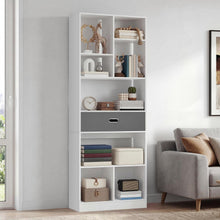 Hohes Bücherregal mit Schublade – Weiß, 60x24x170 cm