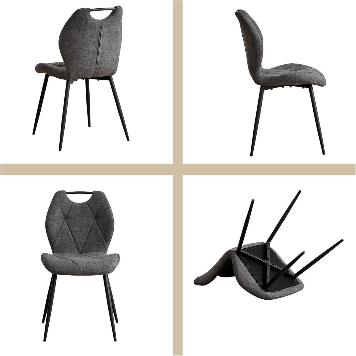 5-teiliges Esszimmer-Set: 140cm Tisch + 4 gepolsterte Stühle