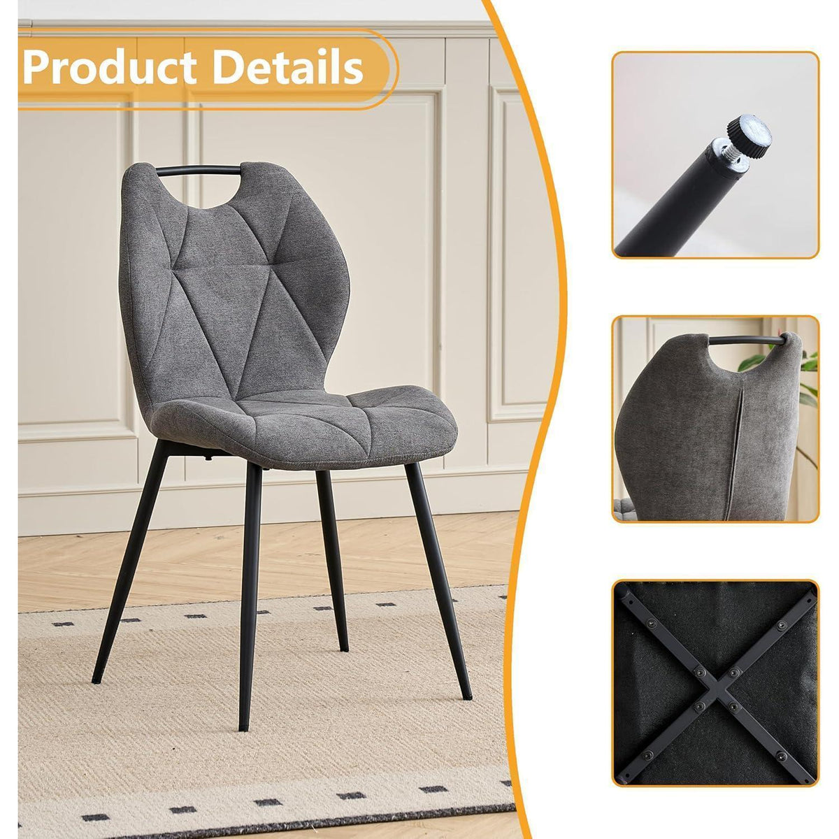 5-teiliges Esszimmer-Set: 140cm Tisch + 4 gepolsterte Stühle