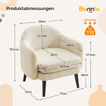 Beiger Cord Loungesessel – Modern & Komfortabel