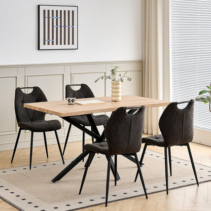 5-teiliges Esszimmer-Set: 140cm Tisch + 4 gepolsterte Stühle