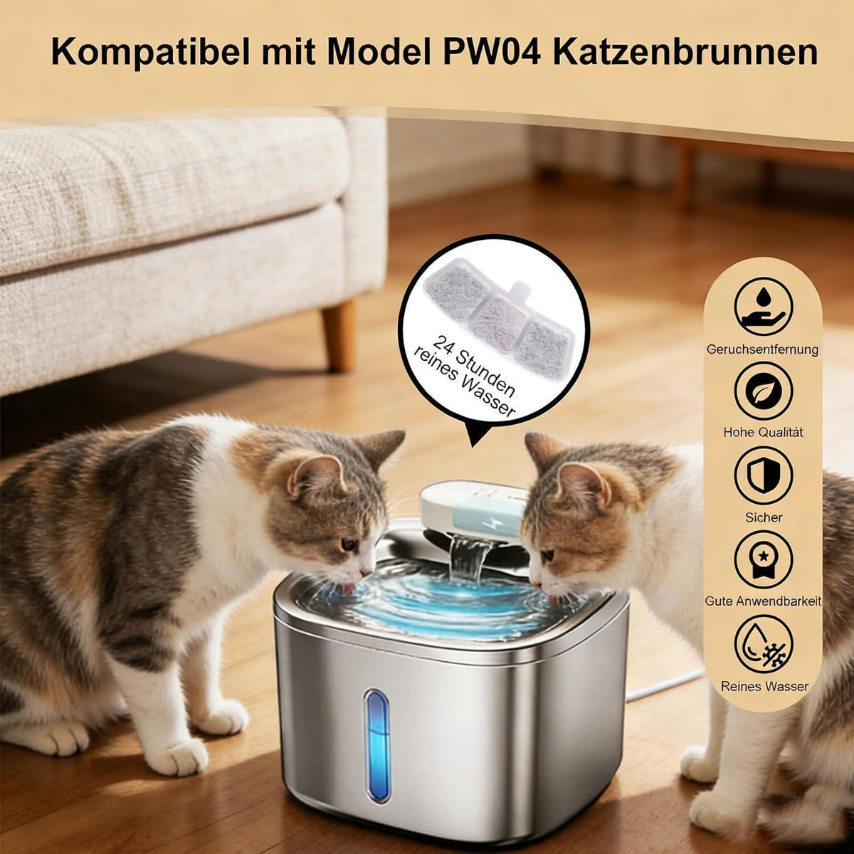 12 Katzenbrunnen Filter für Oneisall PW04 3,5L