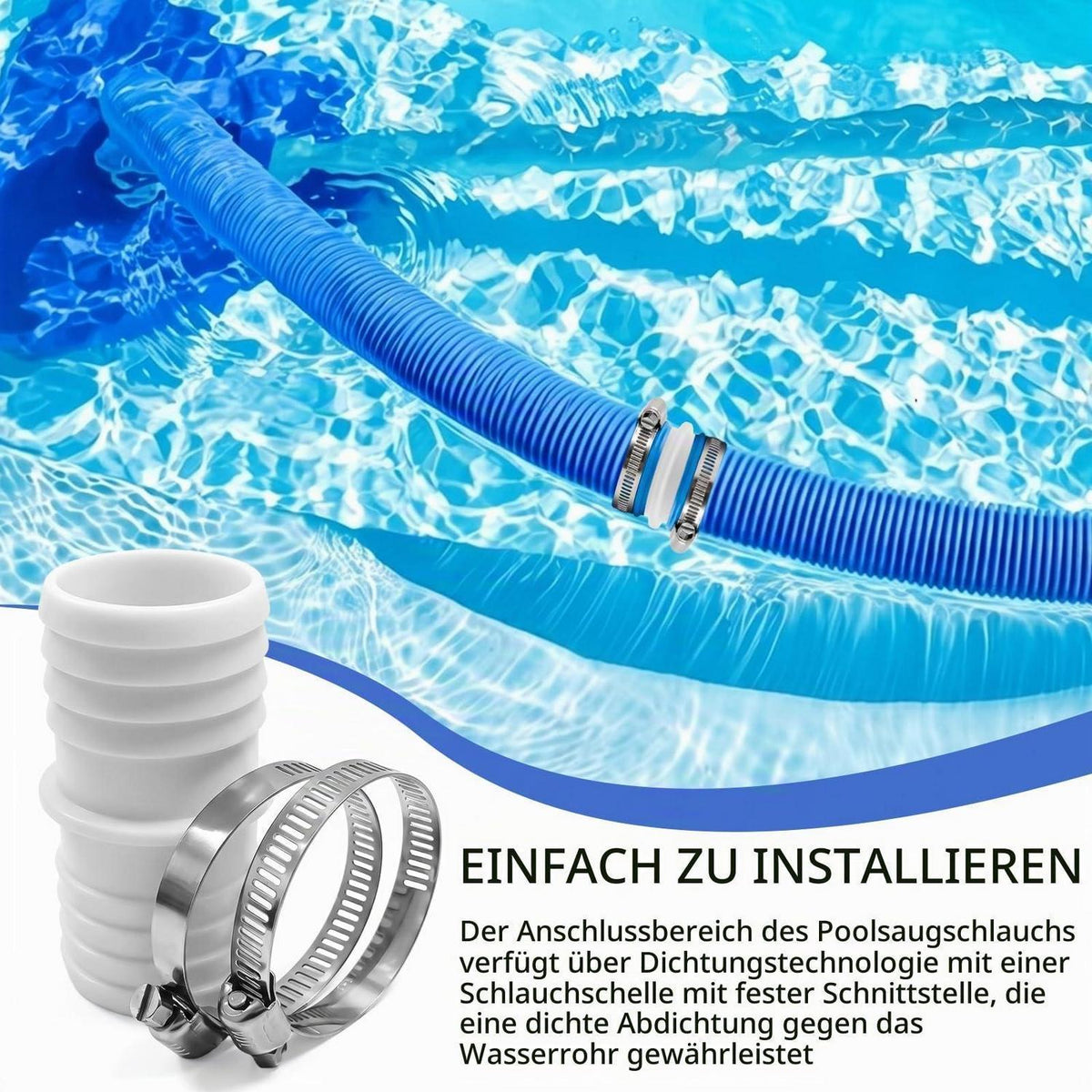 4x Poolschlauch Verbinder 38mm mit Schlauchschellen