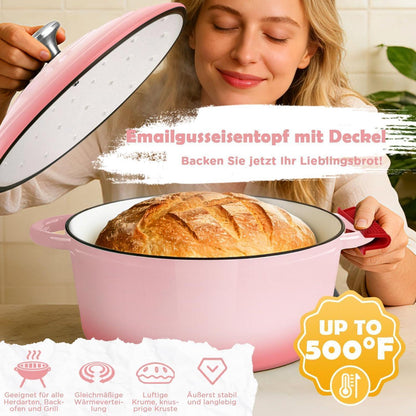 Gusseisen Bräter 26cm mit Deckel & Garkorb – Kirschrot