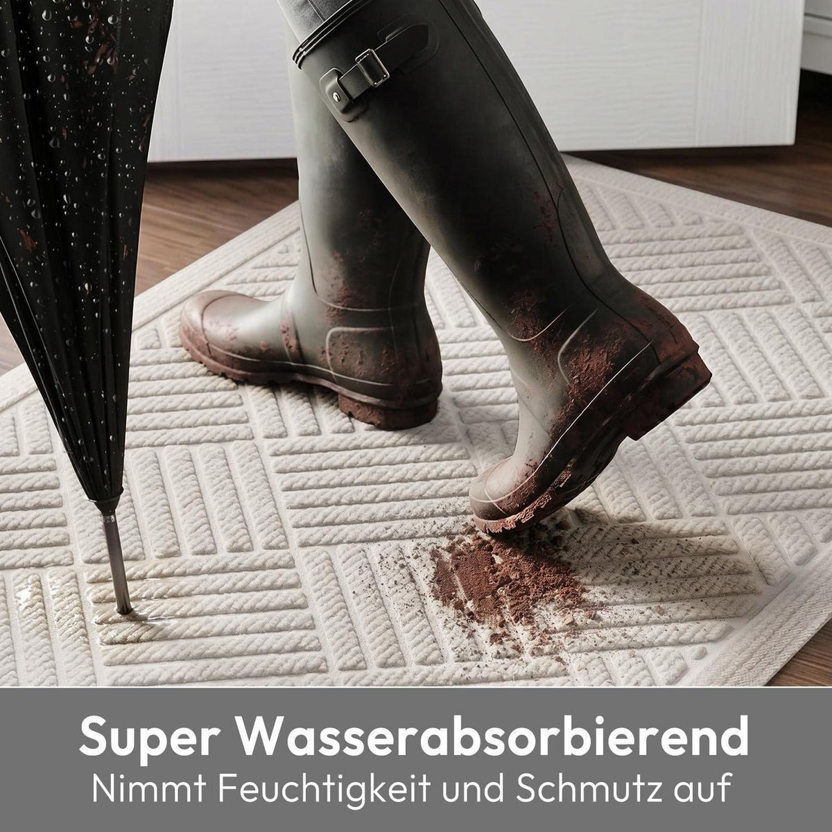 Schmutzfangmatte Creme 43x75 cm – Waschbare Fußmatte für Innen & Außen