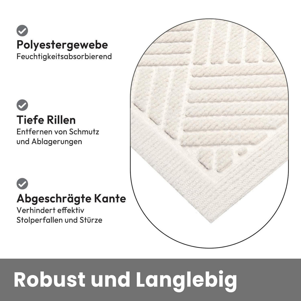 Schmutzfangmatte Creme 43x75 cm – Waschbare Fußmatte für Innen & Außen