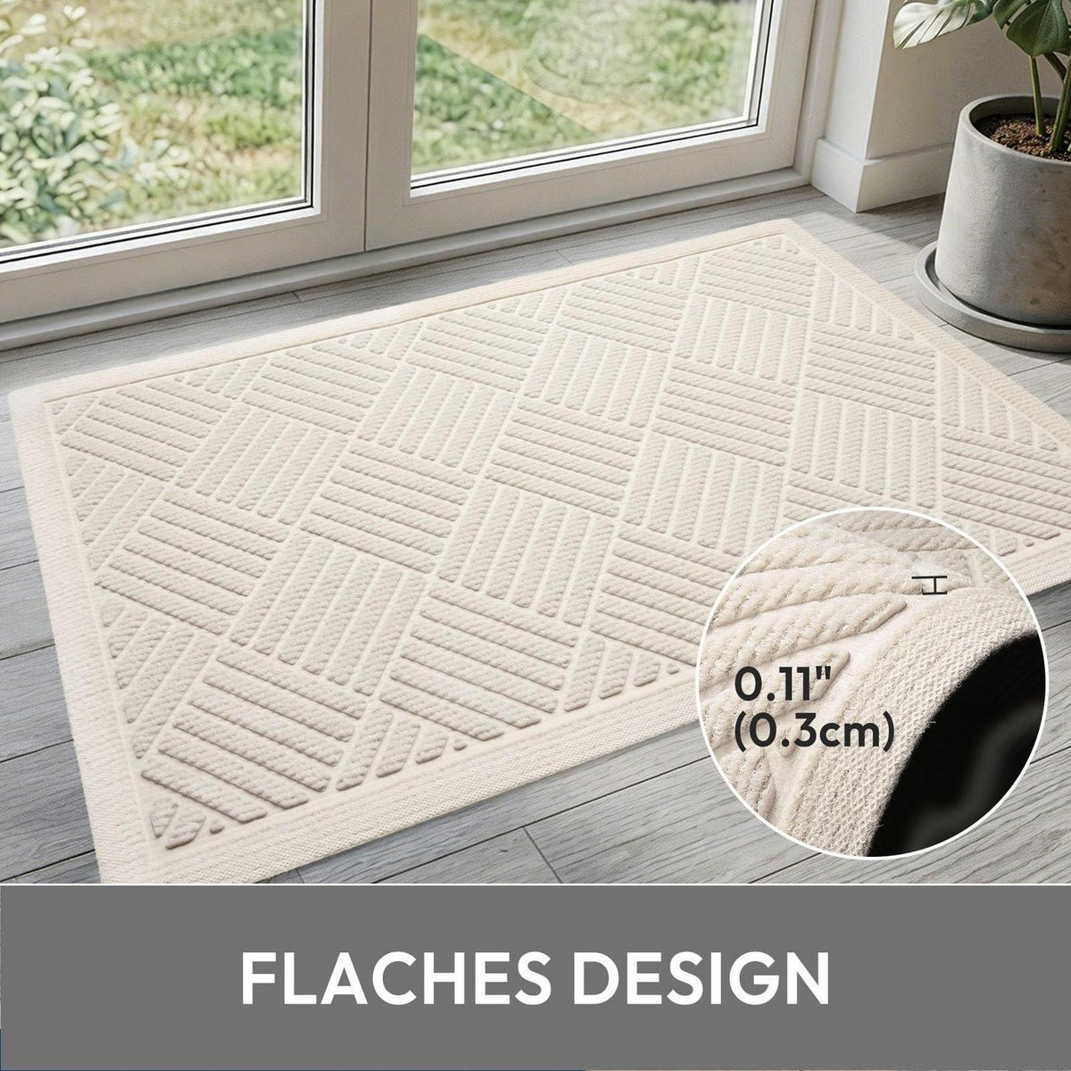 Schmutzfangmatte Creme 43x75 cm – Waschbare Fußmatte für Innen & Außen