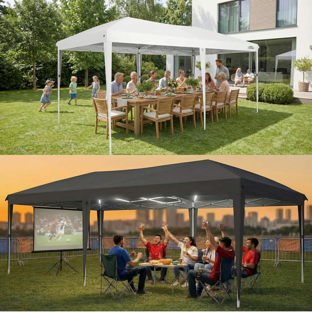 3x6m Faltpavillon wasserdicht mit 6 Seitenteilen – Grau
