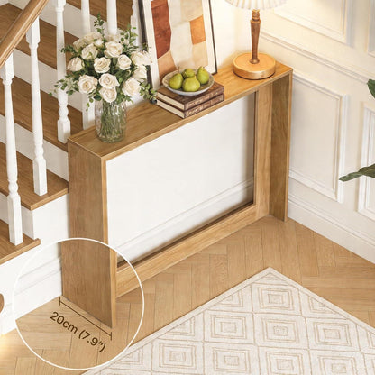 Schmaler Konsolentisch mit Stauraum – Naturfarben, 100x20x75cm