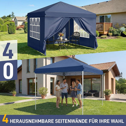 3x3m Faltpavillon mit Seitenteilen – UV-Schutz & Höhenverstellbar