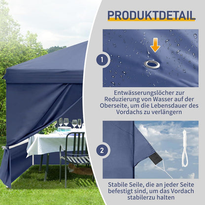 3x3m Faltpavillon mit Seitenteilen – UV-Schutz & Höhenverstellbar