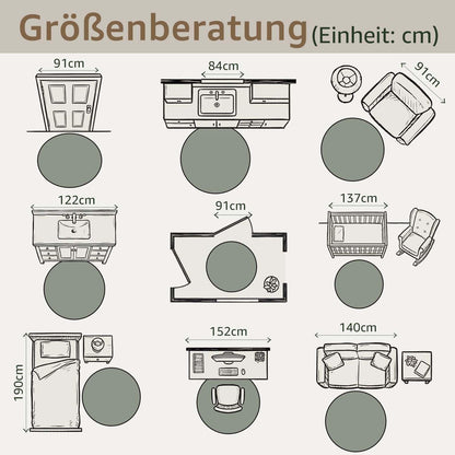 Vintage Rundteppich Grau 120cm – Waschbar & Faltbar