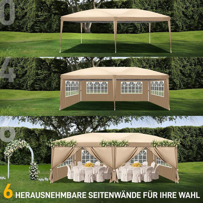 3x6m Faltpavillon mit 6 Seitenteilen – UV-Schutz & Höhenverstellbar