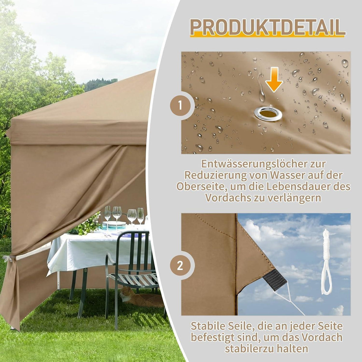 3x3m Faltpavillon mit Seitenteilen – UV-Schutz & Höhenverstellbar