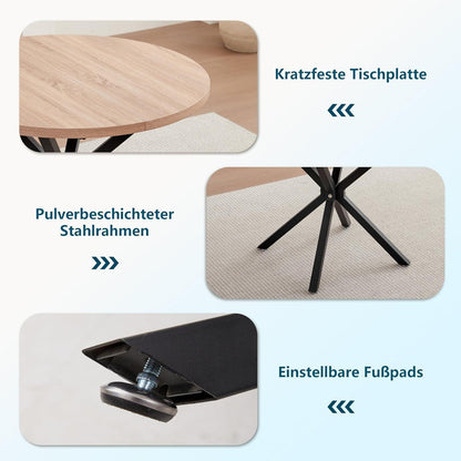Runder Esstisch Set 100cm mit 4 Samtstühlen