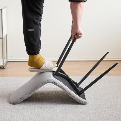 Runder Esstisch Set 100cm mit 4 Samtstühlen (Dunkelgrau/Hellgrau)