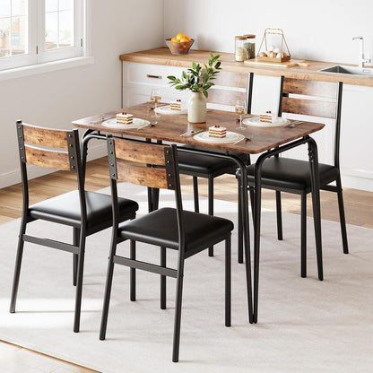 Esszimmer Set mit Tisch und 4 gepolsterten Stühlen – Retro Design