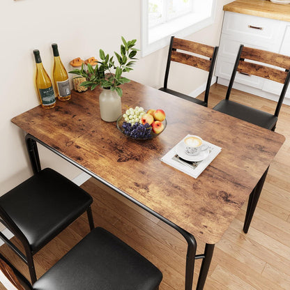 Esszimmer Set mit Tisch und 4 gepolsterten Stühlen – Retro Design