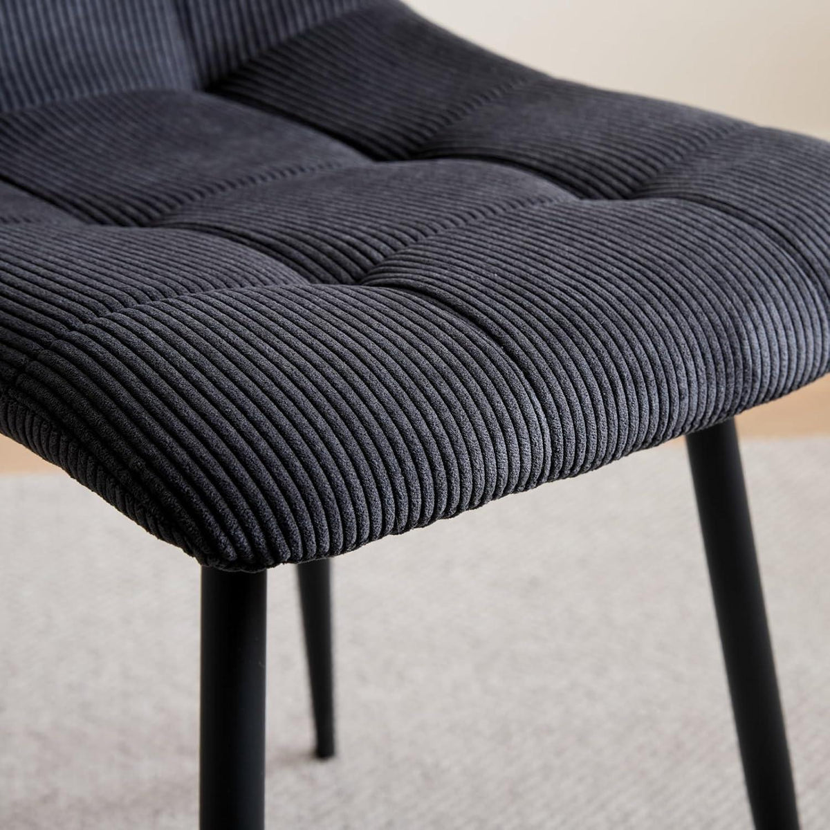 Moderner Esstisch Set 100cm rund + 4 Cord Stühle