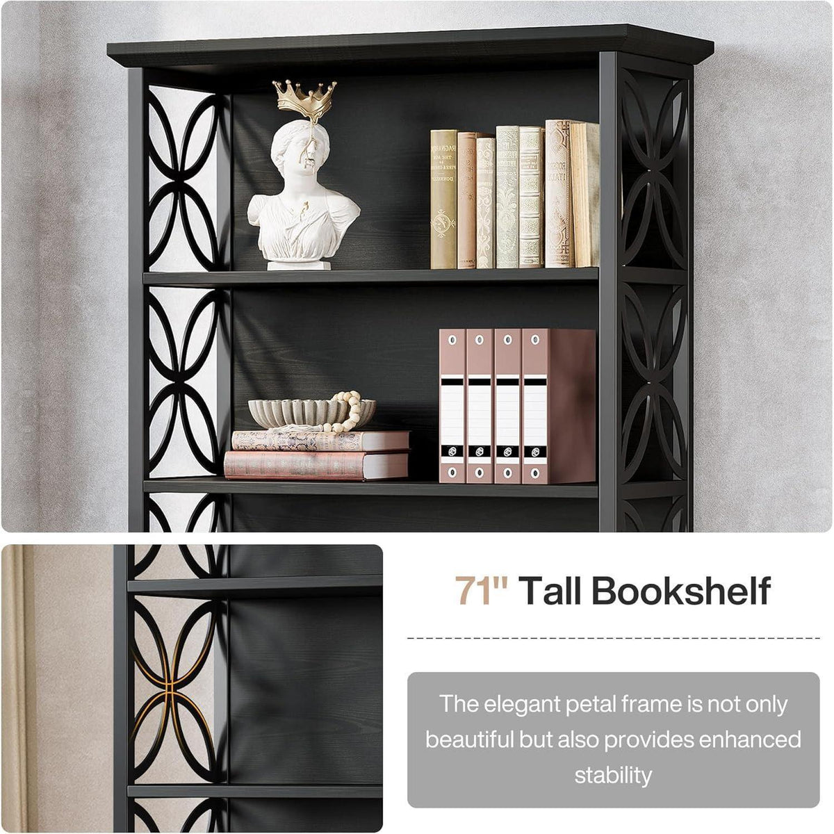 Industrielles Bücherregal 6 Ebenen – Freistehendes Regal für Wohnzimmer