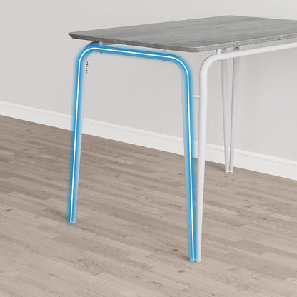 Esszimmer Set Grau-Weiß: Tisch + 4 gepolsterte Stühle