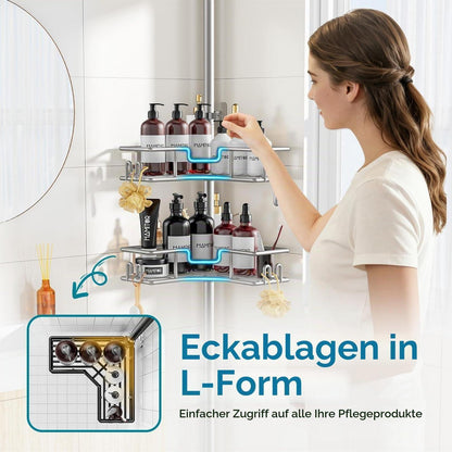 Teleskop Duschablage Eckregal Ohne Bohren – Rostfrei & Verstellbar