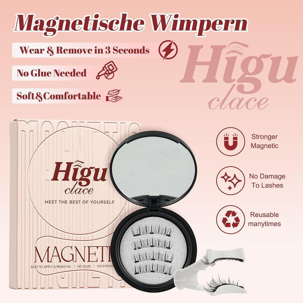 Magnetische Wimpern ohne Kleber – Natürlicher Look & Applikator