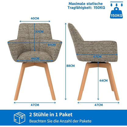 6er Set Drehstühle Samt, Braun – Esszimmer & Wohnzimmer