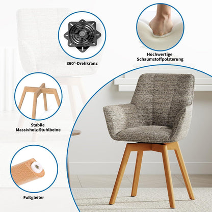 6er Set Drehstühle Samt, Braun – Esszimmer & Wohnzimmer