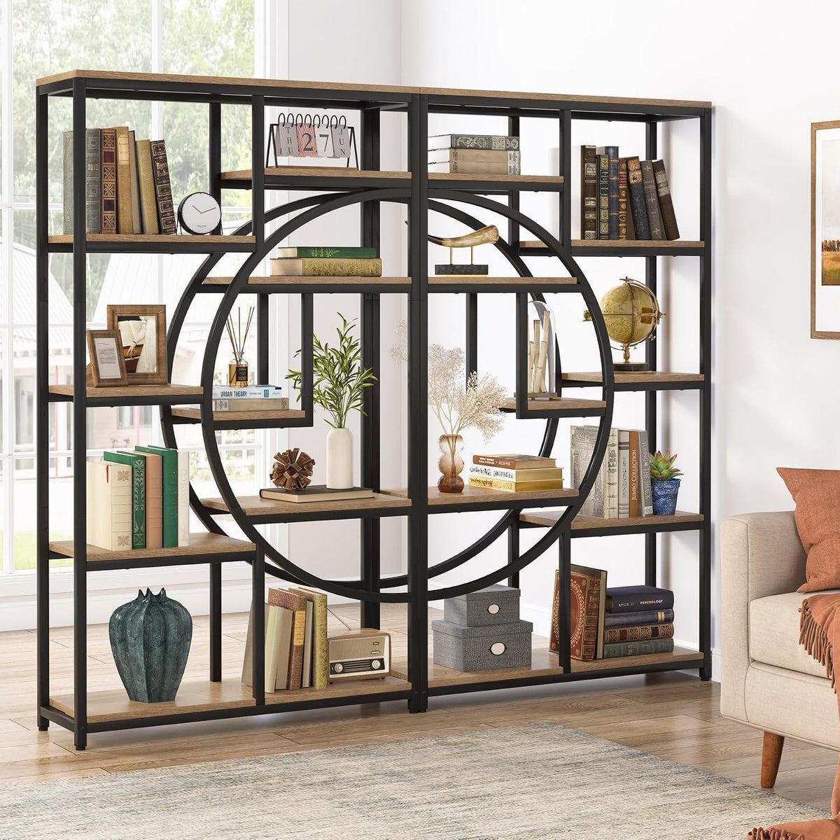 Industrielles Bücherregal 5-Etagen – Hohes Etagere für Wohnzimmer