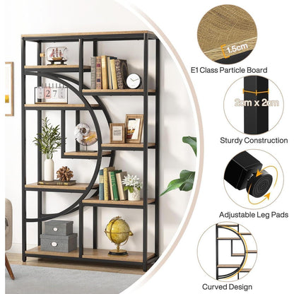 Industrielles Bücherregal 5-Etagen – Hohes Etagere für Wohnzimmer