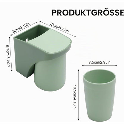 2x Zahnbürstenhalter mit Becher – Bohrlos & Hygienisch