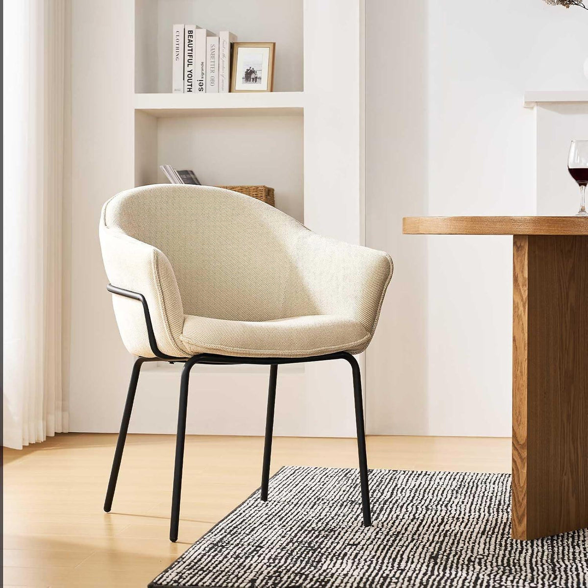 Esszimmerstuhl mit Armlehnen, Beige Chenille Modern