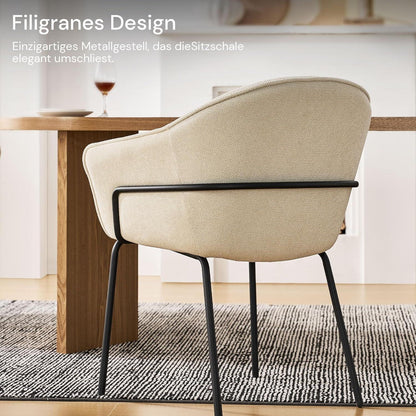 Esszimmerstuhl mit Armlehnen, Beige Chenille Modern
