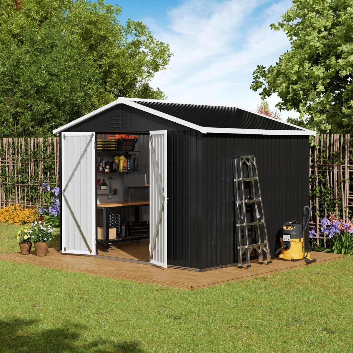Gartenhaus Metall 250x248cm mit Pultdach & Türriegel