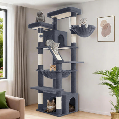 Großer Kratzbaum 183cm mit Korb & Hängematte für Katzen